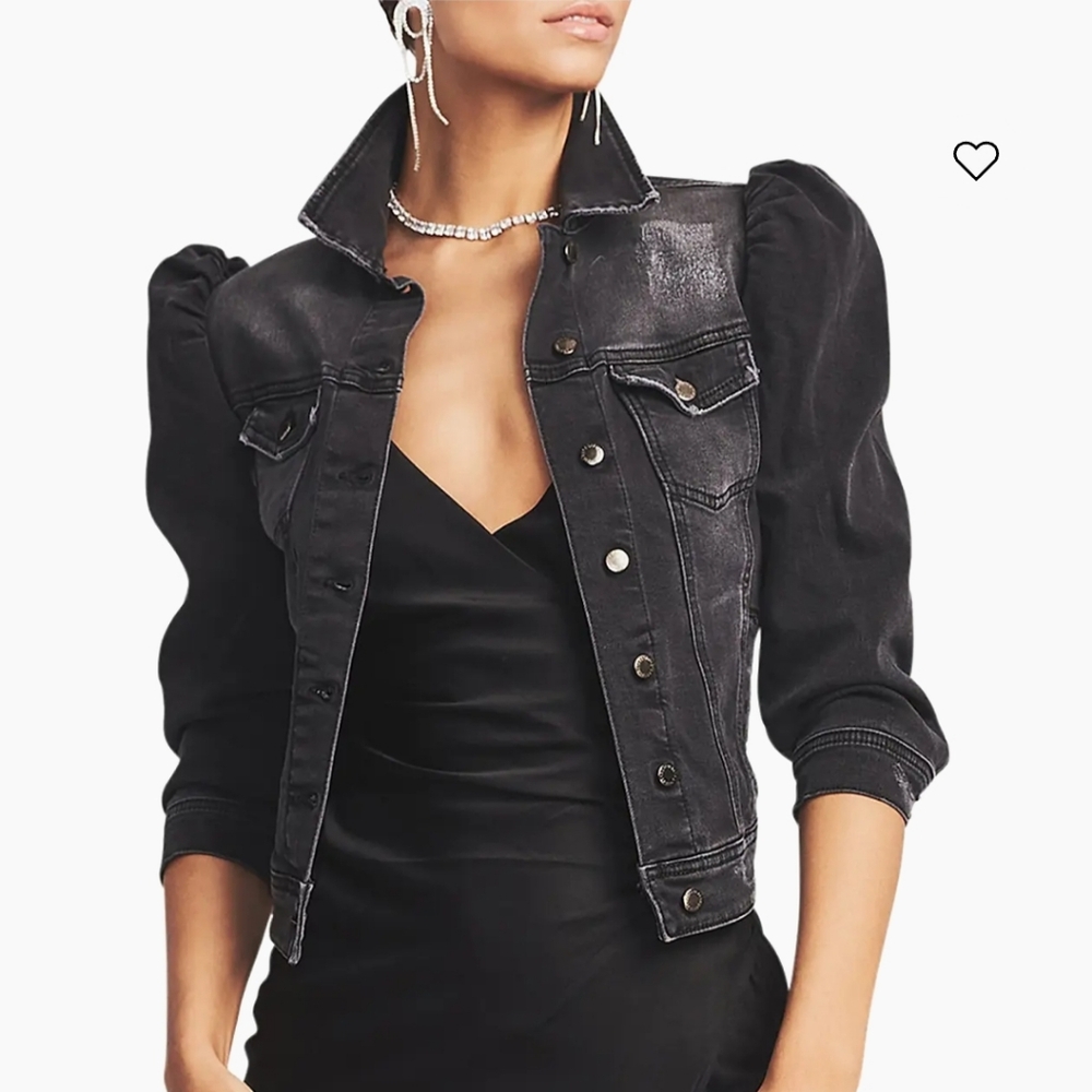 NWOT Retrofete Ada Jean Jacket in Faded Black Size Small